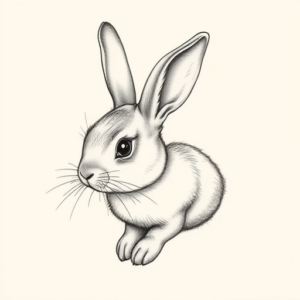 Pencil Dotwork Outline Rabbit Tattoo