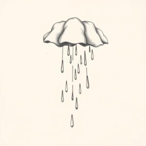 Pencil Dotwork Outline Rain Tattoo