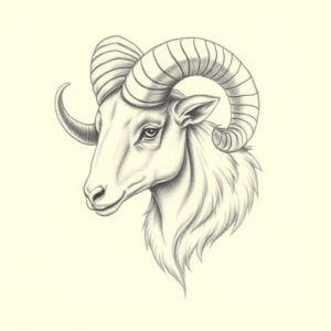 Pencil Dotwork Outline Ram Tattoo