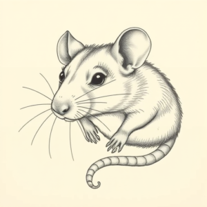 Pencil Dotwork Outline Rat Tattoo