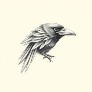 Pencil Dotwork Outline Raven Tattoo