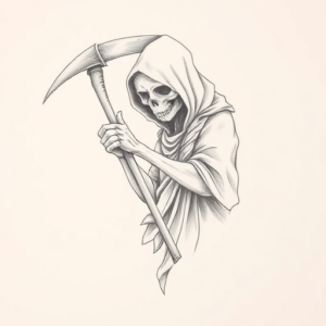 Pencil Dotwork Outline Reaper Tattoo