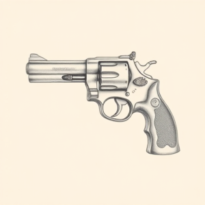 Pencil Dotwork Outline Revolver Tattoo