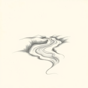 Pencil Dotwork Outline River Tattoo