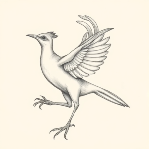 Pencil Dotwork Outline Roadrunner Tattoo