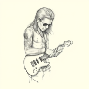 Pencil Dotwork Outline Rockstar Tattoo
