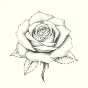 Pencil Dotwork Outline Rose Tattoo