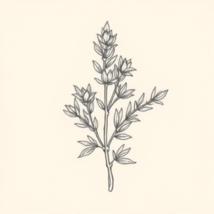 Pencil Dotwork Outline Rosemary Tattoo