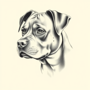 Pencil Dotwork Outline Rottweiler Tattoo
