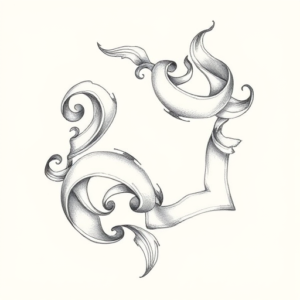 Pencil Dotwork Outline Scroll Tattoo