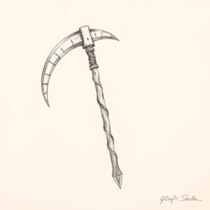 Pencil Dotwork Outline Scythe Tattoo