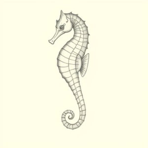 Pencil Dotwork Outline Seahorse Tattoo