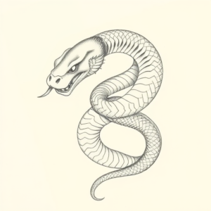 Pencil Dotwork Outline Serpent Tattoo