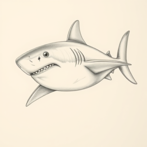 Pencil Dotwork Outline Shark Tattoo