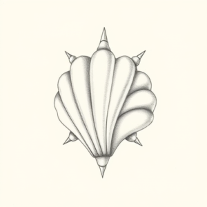 Pencil Dotwork Outline Shell Tattoo