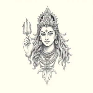 Pencil Dotwork Outline Shiva Tattoo