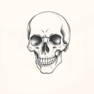 Pencil Dotwork Outline Skull Tattoo
