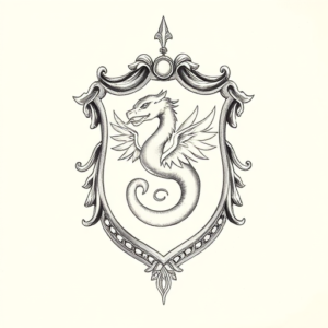 Pencil Dotwork Outline Slytherin Tattoo