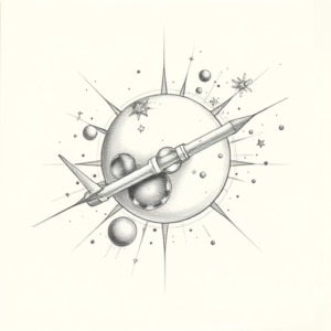 Pencil Dotwork Outline Space Tattoo