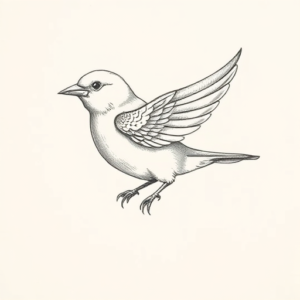 Pencil Dotwork Outline Sparrow Tattoo