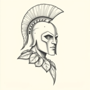 Pencil Dotwork Outline Spartan Tattoo