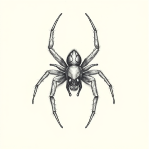 Pencil Dotwork Outline Spider Tattoo