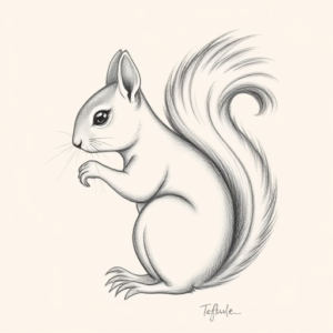 Pencil Dotwork Outline Squirrel Tattoo