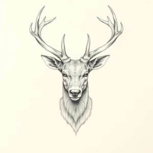 Pencil Dotwork Outline Stag Tattoo
