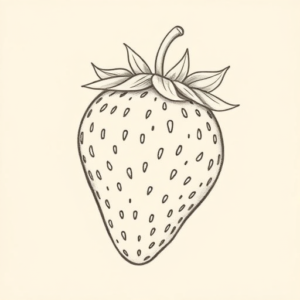 Pencil Dotwork Outline Strawberry Tattoo