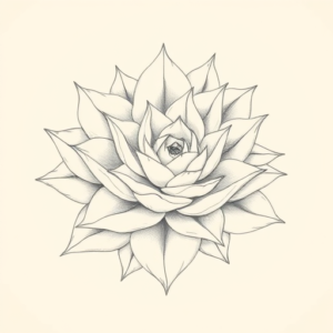 Pencil Dotwork Outline Succulent Tattoo