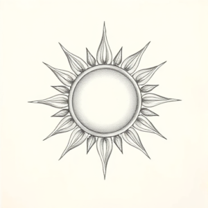 Pencil Dotwork Outline Sun Tattoo