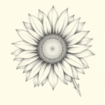 Pencil Dotwork Outline Sunflower Tattoo