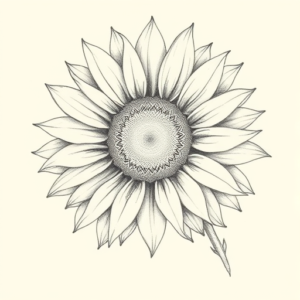 Pencil Dotwork Outline Sunflower Tattoo