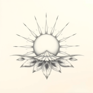 Pencil Dotwork Outline Sunrise Tattoo