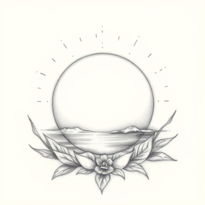 Pencil Dotwork Outline Sunset Tattoo