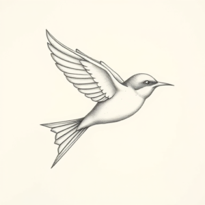 Pencil Dotwork Outline Swallow Tattoo