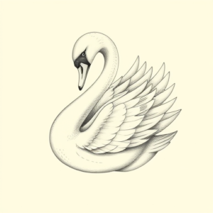 Pencil Dotwork Outline Swan Tattoo