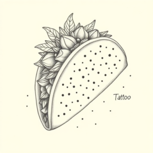 Pencil Dotwork Outline Taco Tattoo
