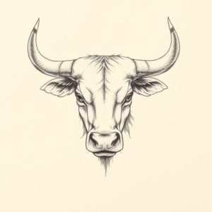 Pencil Dotwork Outline Taurus Tattoo