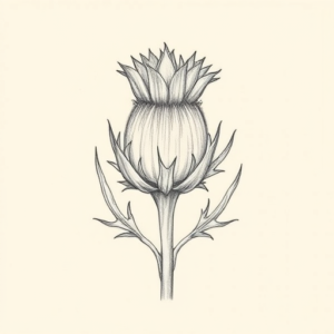 Pencil Dotwork Outline Thistle Tattoo