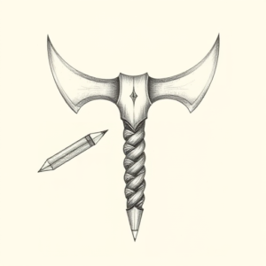 Pencil Dotwork Outline Tomahawk Tattoo