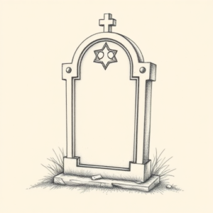 Pencil Dotwork Outline Tombstone Tattoo