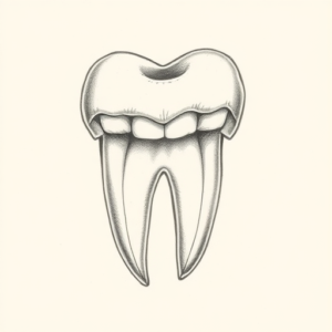 Pencil Dotwork Outline Tooth Tattoo