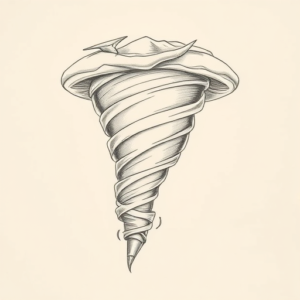 Pencil Dotwork Outline Tornado Tattoo