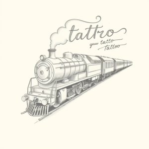 Pencil Dotwork Outline Train Tattoo