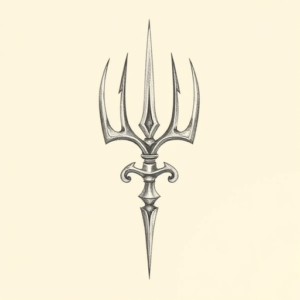 Pencil Dotwork Outline Trident Tattoo