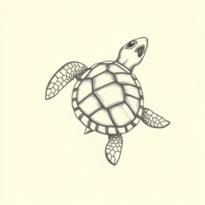 Pencil Dotwork Outline Turtle Tattoo