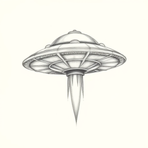 Pencil Dotwork Outline Ufo Tattoo