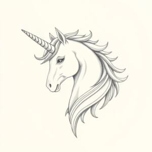 Pencil Dotwork Outline Unicorn Tattoo