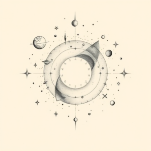 Pencil Dotwork Outline Universe Tattoo